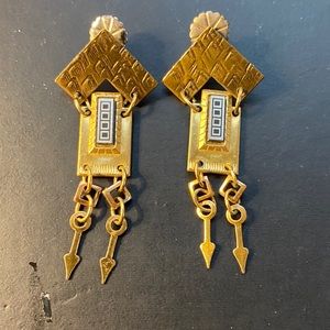 Gold metal pierced earrings